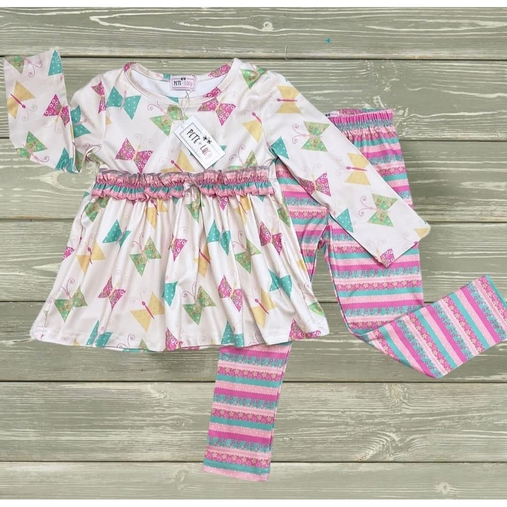0-6 Mos. Pete‎ And Lucy  Fly Like A Butterfly  Pant Set New